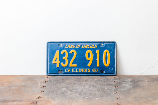 Illinois 1960 License Plate Vintage Orange and Blue Decor 432-910 - Eagle's Eye Finds