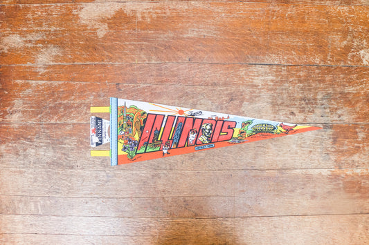 State of Illinois Felt Pennants Vintage Wall Decor