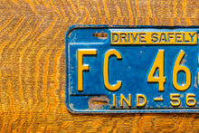 Load image into Gallery viewer, 1956 Indiana License Plate Vintage Blue Wall Decor Drive Safely
