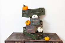 Load image into Gallery viewer, Industrial Card Cabinet Drawer Vintage Army Green File - Eagle&#39;s Eye Finds
