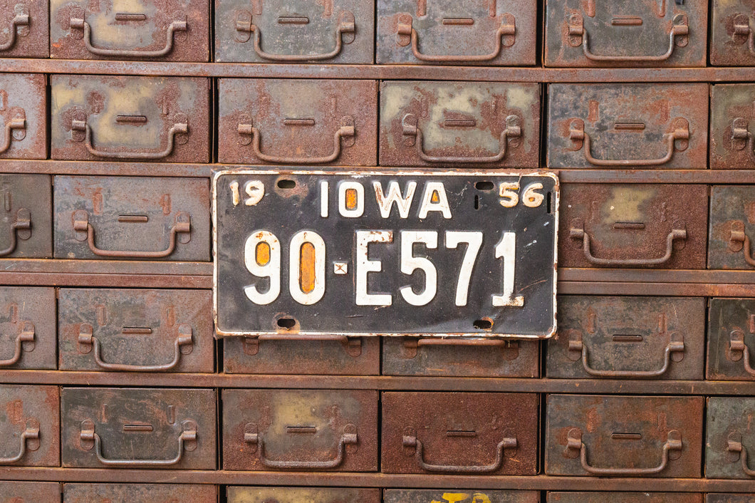 Iowa 1956 License Plate Vintage Black and White Wall Hanging Decor - Eagle's Eye Finds