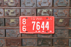 1966 Iowa License Plate Vintage Red and White Wall Decor 7644 - Eagle's Eye Finds