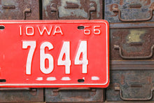 Load image into Gallery viewer, 1966 Iowa License Plate Vintage Red and White Wall Decor 7644 - Eagle&#39;s Eye Finds
