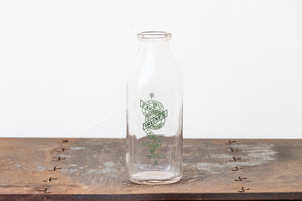 Irvine's Litchfield Illinois Milk Bottle Vintage Glass Half Gallon Dairy Advertising - Eagle's Eye Finds