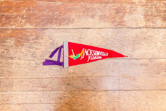 Jacksonville Florida Red Felt Pennant Vintage Travel Wall Decor
