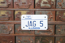 Load image into Gallery viewer, JAG 5 Illinois 1990s Motorcycle Vanity License Plate Vintage Wall Hanging Decor - Eagle&#39;s Eye Finds
