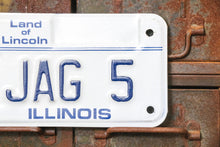 Load image into Gallery viewer, JAG 5 Illinois 1990s Motorcycle Vanity License Plate Vintage Wall Hanging Decor - Eagle&#39;s Eye Finds
