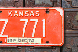 Kansas 1974 License Plate Red Vintage Wall Decor Z-771 - Eagle's Eye Finds