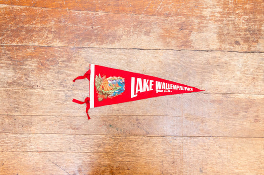 Lake Wallenpaupack Red Felt Pennant Vintage Pennsylvania Wall Decor