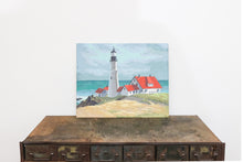 Load image into Gallery viewer, Lighthouse Scene Paint by Number Vintage Mid-Century Nautical Coastal Wall Decor - Eagle&#39;s Eye Finds
