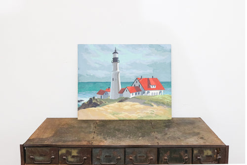 Lighthouse Scene Paint by Number Vintage Mid-Century Nautical Coastal Wall Decor - Eagle's Eye Finds