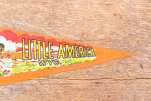 Load image into Gallery viewer, Little America Wyoming Orange Felt Pennant Vintage WY Wall Decor - Eagle&#39;s Eye Finds
