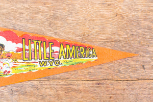 Little America Wyoming Orange Felt Pennant Vintage WY Wall Decor - Eagle's Eye Finds