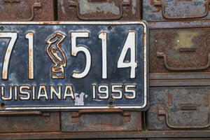 Louisiana 1955 License Plate Vintage Pelican Black Wall Decor 271-514 - Eagle's Eye Finds
