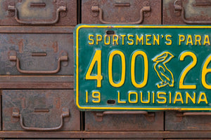 Louisiana 1961 License Plate Vintage Pelican Sportsmen's Paradise 400-263 - Eagle's Eye Finds