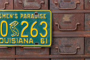 Louisiana 1961 License Plate Vintage Pelican Sportsmen's Paradise 400-263 - Eagle's Eye Finds