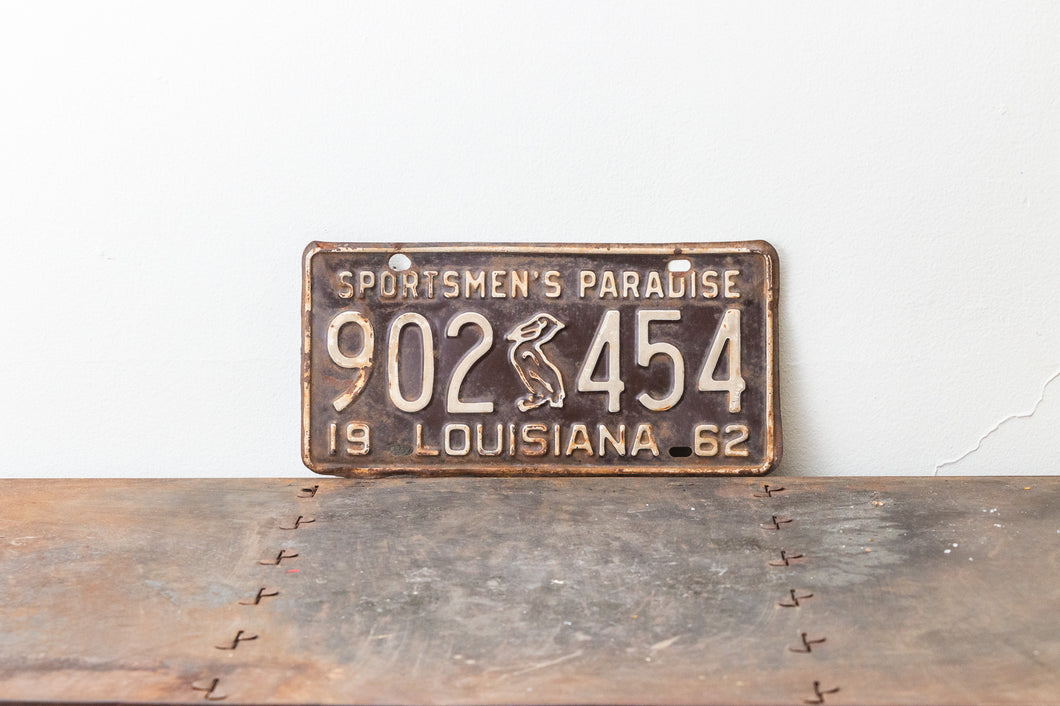 Louisiana 1962 License Plate Vintage Brown Pelican Wall Decor - Eagle's Eye Finds
