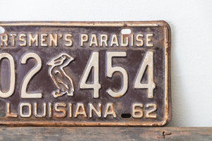 Louisiana 1962 License Plate Vintage Brown Pelican Wall Decor - Eagle's Eye Finds