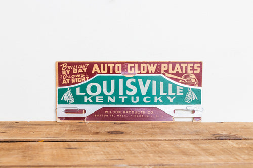 Louisville Kentucky Smaltz License Plate Topper Vintage Green Automobilia - Eagle's Eye Finds