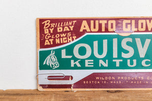 Louisville Kentucky Smaltz License Plate Topper Vintage Green Automobilia - Eagle's Eye Finds