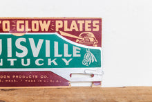 Load image into Gallery viewer, Louisville Kentucky Smaltz License Plate Topper Vintage Green Automobilia - Eagle&#39;s Eye Finds
