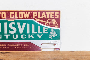 Louisville Kentucky Smaltz License Plate Topper Vintage Green Automobilia - Eagle's Eye Finds