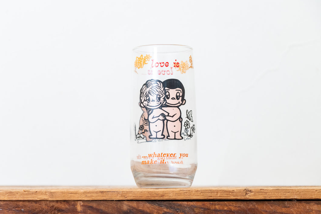 Love Is...Comic Strip Glass Cup Vintage Hard Times 1970 Retro Glassware - Eagle's Eye Finds