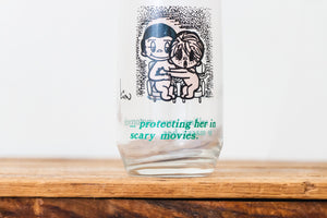 Love Is...Comic Strip Glass Cup Vintage Dating Themed Movies and Motorcycles 1970 Retro Glassware - Eagle's Eye Finds