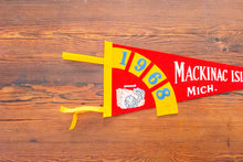 Load image into Gallery viewer, Mackinac Michigan 1968 Felt Pennant Vintage Red and Gold Wall Decor
