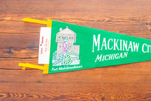 Load image into Gallery viewer, Mackinaw City Michigan Felt Pennant Vintage Green Wall Decor
