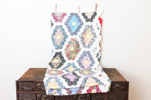 Martha Washington's Flower Garden Hand Stitched Quilt Top Vintage Farmhouse Decor - Eagle's Eye Finds