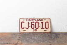 Load image into Gallery viewer, Maryland 1956 License Plate Vintage Yellow Wall Decor CJ-60-10 - Eagle&#39;s Eye Finds
