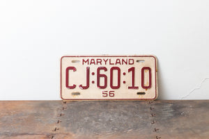 Maryland 1956 License Plate Vintage Yellow Wall Decor CJ-60-10 - Eagle's Eye Finds
