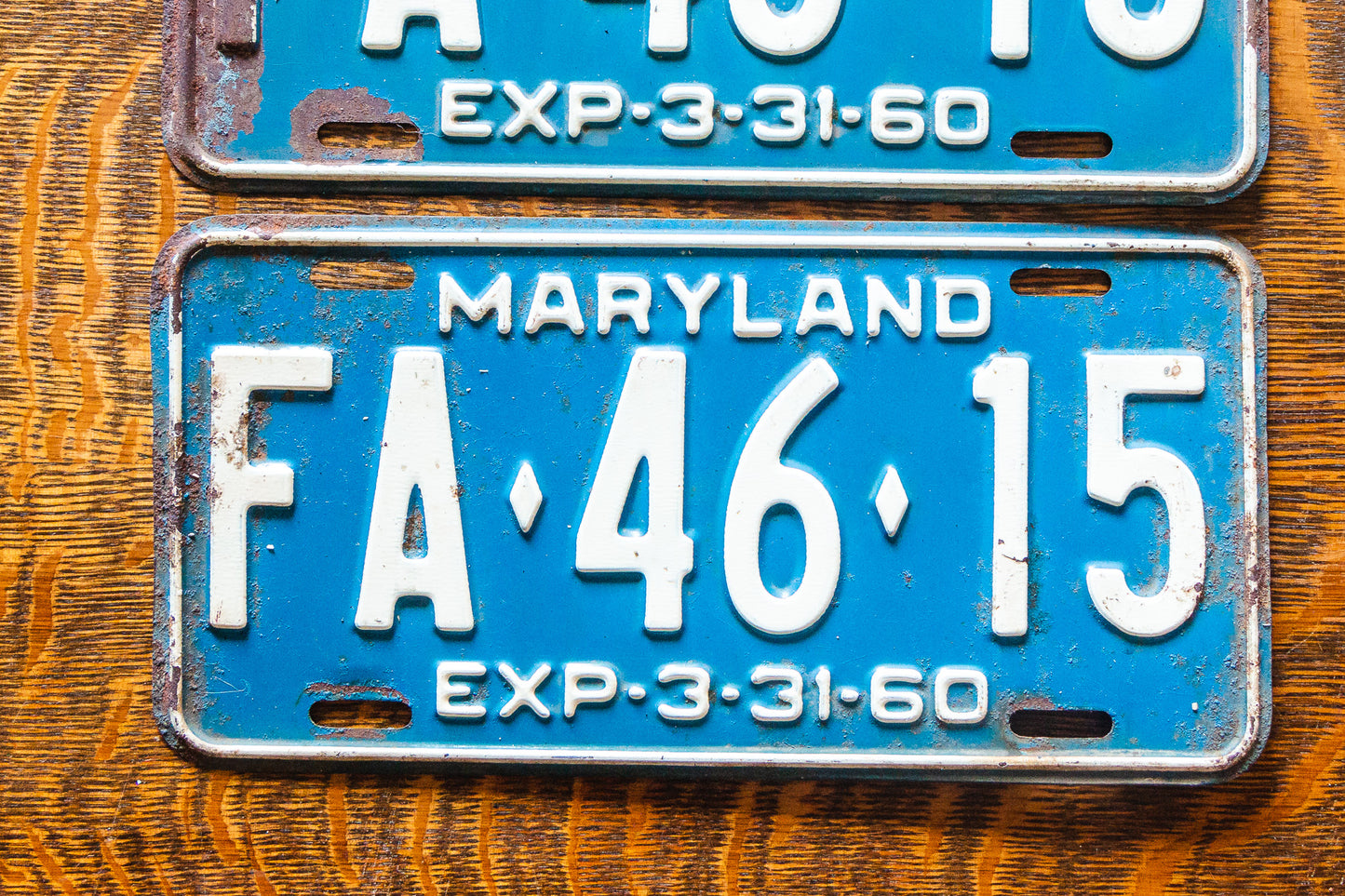1960 Maryland License Plate Pair FA-46-15 YOM DMV Clear