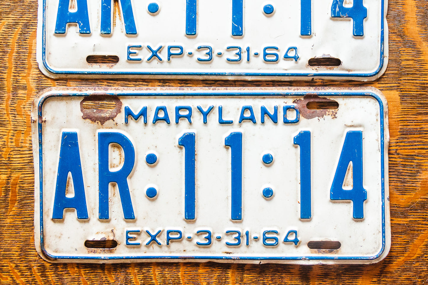 1964 Maryland License Plate Pair AR-11-14 YOM DMV Clear 111