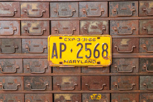 Maryland 1966 License Plate Vintage Yellow Wall Decor AP-2568 - Eagle's Eye Finds