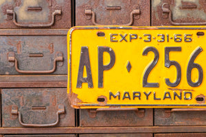 Maryland 1966 License Plate Vintage Yellow Wall Decor AP-2568 - Eagle's Eye Finds