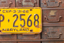 Load image into Gallery viewer, Maryland 1966 License Plate Vintage Yellow Wall Decor AP-2568 - Eagle&#39;s Eye Finds
