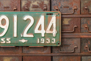 Massachusetts 1933 License Plate Vintage Green Wall Decor - Eagle's Eye Finds