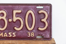 Load image into Gallery viewer, Massachusetts 1938 License Plate Pair Vintage YOM Original Paint Car Decor 68-503 - Eagle&#39;s Eye Finds
