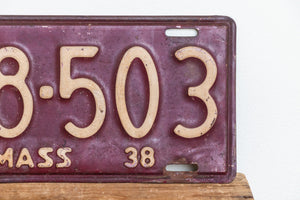 Massachusetts 1938 License Plate Pair Vintage YOM Original Paint Car Decor 68-503 - Eagle's Eye Finds