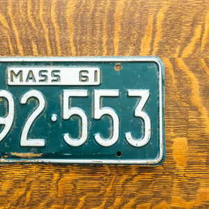 1961 Massachusetts License Plate Vintage Green Wall Decor F92553