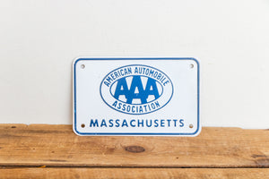 AAA Massachusetts License Plate Vintage Booster Blue and White Decor - Eagle's Eye Finds