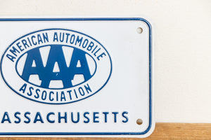 AAA Massachusetts License Plate Vintage Booster Blue and White Decor - Eagle's Eye Finds