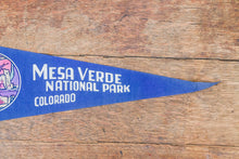 Load image into Gallery viewer, Mesa Verde National Park Blue Felt Pennant Vintage Colorado Wall Hanging Decor
