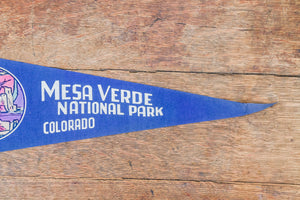 Mesa Verde National Park Blue Felt Pennant Vintage Colorado Wall Hanging Decor