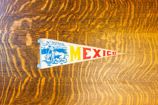 Mexico White Colorful Felt Pennant Vintage Wall Decor