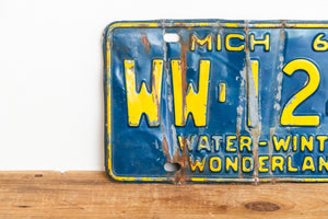Michigan 1965 License Plate Vintage Blue Wall Hanging Decor WW-1243 - Eagle's Eye Finds