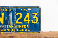 Load image into Gallery viewer, Michigan 1965 License Plate Vintage Blue Wall Hanging Decor WW-1243 - Eagle&#39;s Eye Finds
