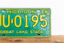 Load image into Gallery viewer, Michigan 1968 License Plate Vintage Wall Hanging Decor John Deere Colors - Eagle&#39;s Eye Finds
